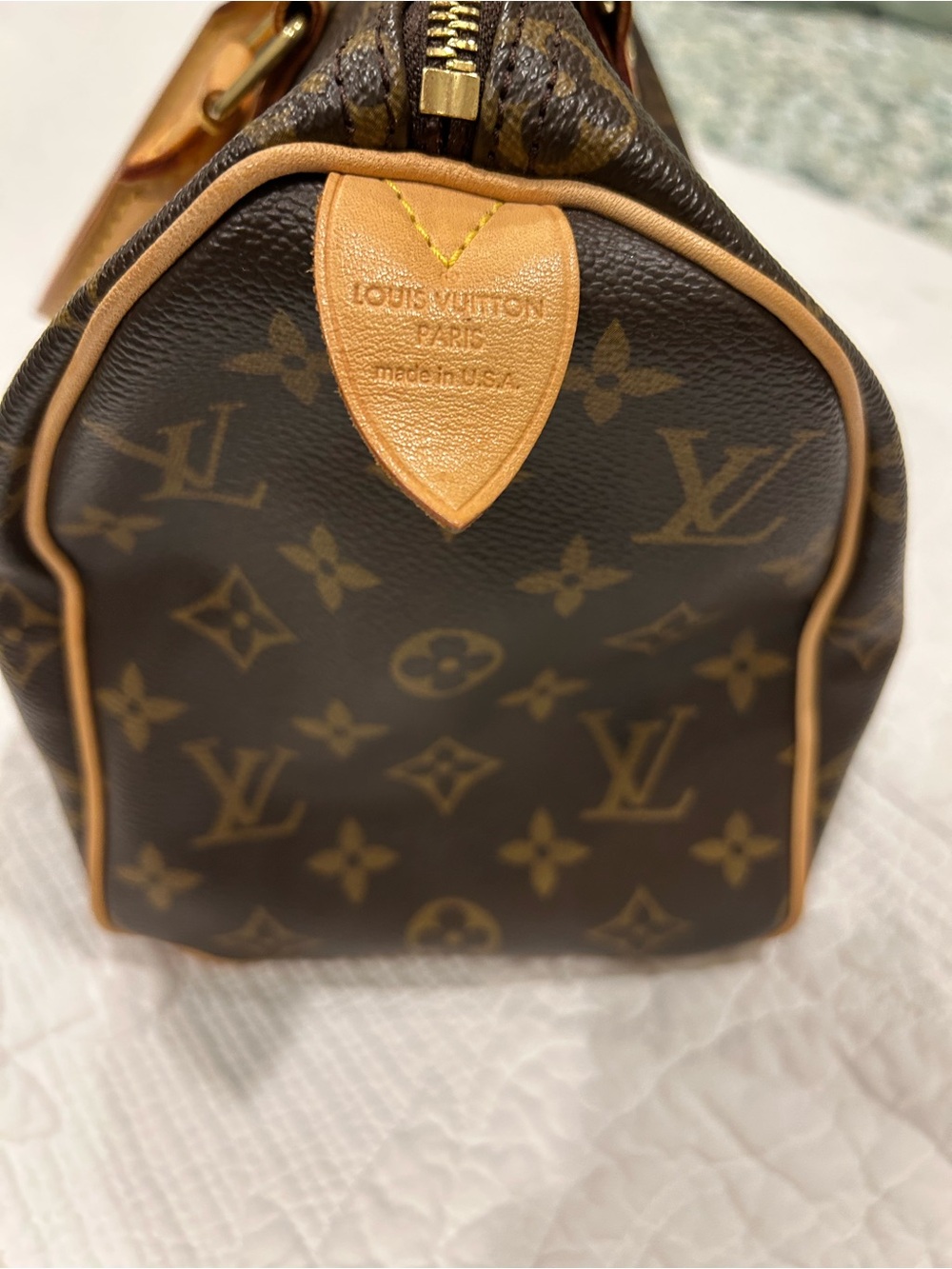 Louis Vuitton Speedy 25 Monogram Canvas Satchel - Brown with Tan Trim - Picture 11 of 15